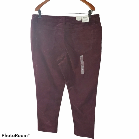 Croft & Barrow Purple Stretch Fine Corduroy Pants - Picture 2 of 5